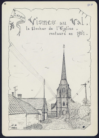 Vismes-au-Val : le clocher de l'église restauré en 1951 - (Reproduction interdite sans autorisation - © Claude Piette)