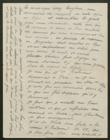 Témoignage de Anglade, Léon et correspondance avec Jacques Péricard