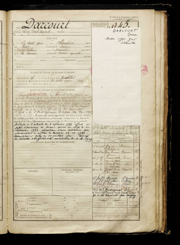 Darcourt, Lucien Paul Auguste, né le 24 août 1901 à Champien (Somme), classe 1921, matricule n° 945, Bureau de recrutement d'Abbeville