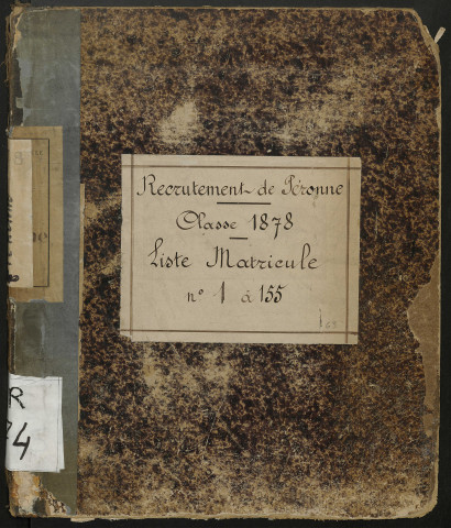 Péronne : liste matricule des hommes étrangers à la subdivision de la classe 1878