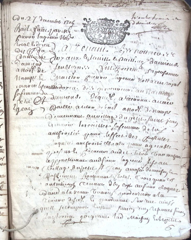 Etude de Me Nicolas Rouget à Amiens (étude n°5). Minutes de l'année 1705