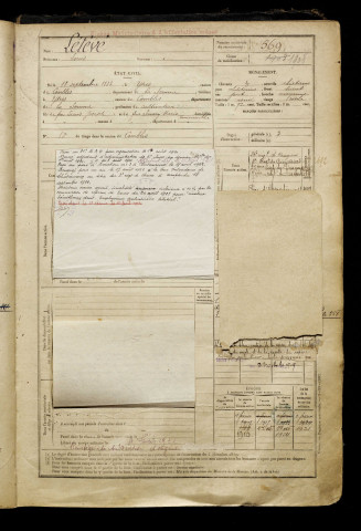 Létévé, Louis, né le 18 septembre 1883 à Ytres (Somme), classe 1903, matricule n° 569, Bureau de recrutement de Péronne