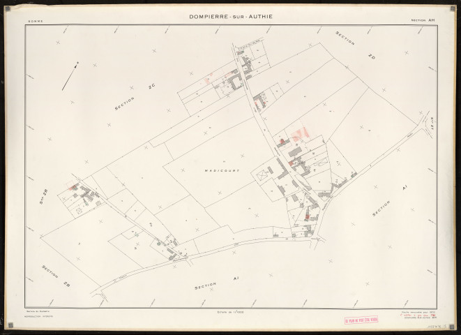Plan du cadastre rénové - Dompierre-sur-Authie : section AH