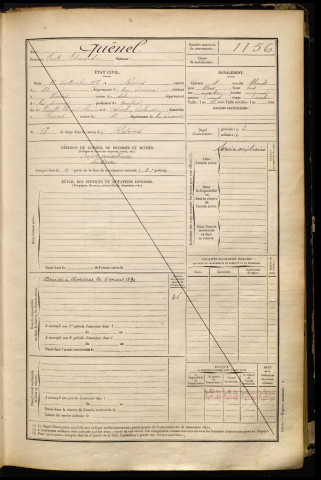 Quénel, Emile Edouard, né le 16 septembre 1865 à Rosières-en-Santerre (Somme), classe 1885, matricule n° 1156, Bureau de recrutement de Péronne