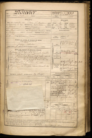 Plouvier, Arthur Joseph, né le 30 novembre 1870 à Boiry-Saint-Martin (Pas-de-Calais), classe 1890, matricule n° 739, Bureau de recrutement de Péronne