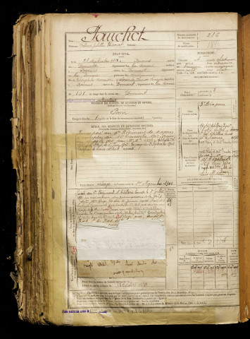 Pauchet, Octave Juliette Fédorat, né le 28 septembre 1881 à Naours (Somme), classe 1901, matricule n° 286, Bureau de recrutement d'Abbeville
