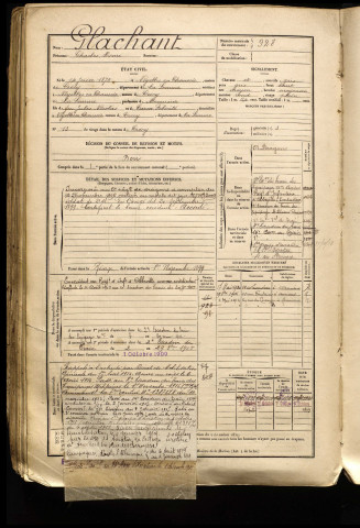 Plachant, Charles Henri, né le 14 juin 1875 à Noyelles-en-Chaussée (Somme), classe 1895, matricule n° 928, Bureau de recrutement d'Abbeville