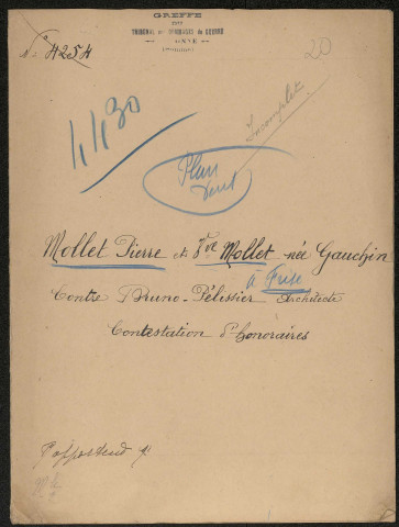 Frise. Demande d'indemnisation des dommages de guerre : dossier Mollet-Gauchin