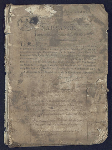 Biencourt : tables décennales des naissances, mariages et décès (1792-1932)