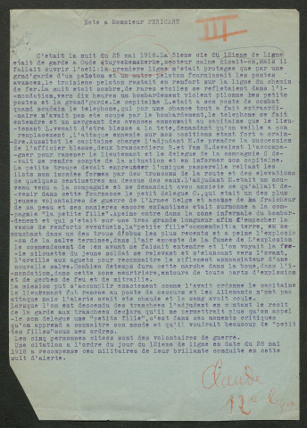 Témoignage de Claude et correspondance avec Jacques Péricard