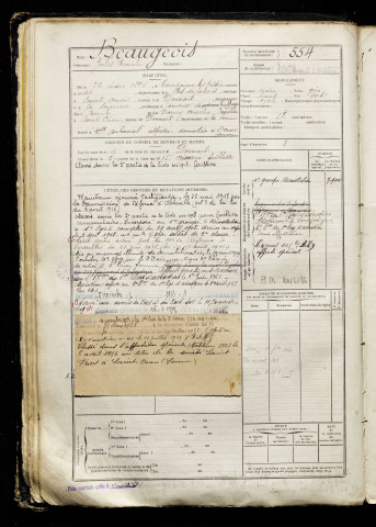 Beaugeois, Jules Emile, né le 26 mars 1896 à Campagne-lès-Hesdin (Pas-de-Calais), classe 1916, matricule n° 554, Bureau de recrutement d'Abbeville