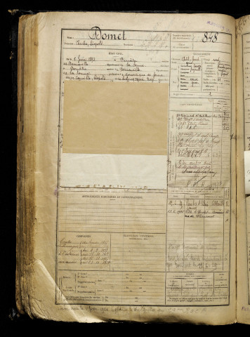 Domet, Charles Léopold, né le 05 juin 1898 à Bernâtre (Somme), classe 1918, matricule n° 848, Bureau de recrutement d'Abbeville