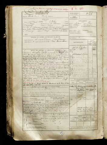 Oudaille, Charles Ernest Florentin, né le 12 août 1894 à Étalon (Somme), classe 1914, matricule n° 426, Bureau de recrutement de Péronne