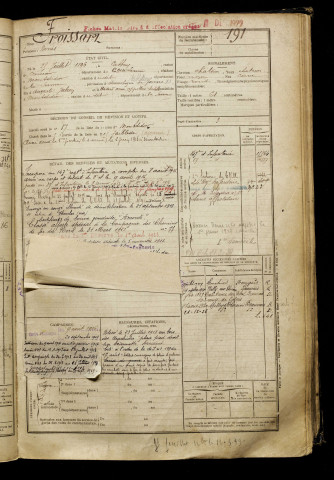 Froissart, Denis, né le 25 juillet 1896 à Catheux (Oise), classe 1916, matricule n° 191, Bureau de recrutement de Péronne