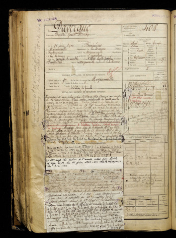 Davergne, André Jean Florentin, né le 25 juin 1900 à Feuquières-en-Vimeu (Somme), classe 1920, matricule n° 408, Bureau de recrutement d'Abbeville