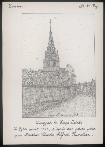 Longpré-les-Corps-Saints : église avant 1940 - (Reproduction interdite sans autorisation - © Claude Piette)