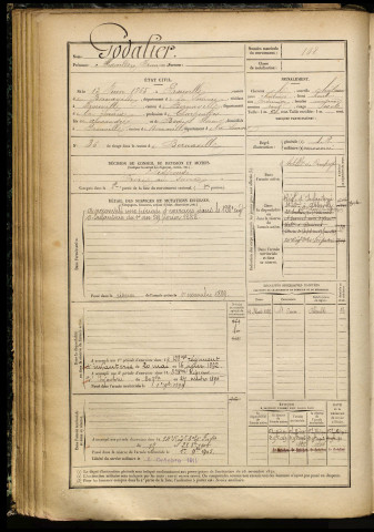 Godalier, Alexandre François, né le 13 juin 1865 à Prouville (Somme), classe 1885, matricule n° 108, Bureau de recrutement d'Abbeville