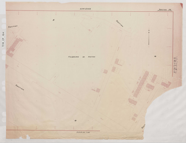 Plan du cadastre rénové - Amiens (Faubourg de Noyon) : section XE