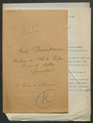 Témoignage de Bacquet, Jean et correspondance avec Jacques Péricard