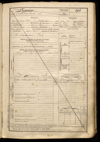 Lignier, Armand Eugène Camille, né le 21 février 1874 à Bettembos (Somme), classe 1894, matricule n° 195, Bureau de recrutement d'Amiens