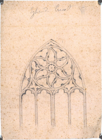 Eglise, réseau d'une baie du grand portail : dessin de l'architecte Delefortrie