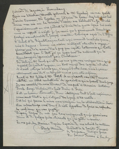Témoignage de Alexandre, Charles (Président de la Société Française de Bienfaisance) et correspondance avec Jacques Péricard