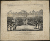 Distribution de Drapeaux à la Garde Nationale d'Amiens, au nom du Roi des Français par Mr le Général Théodore de Rumigny, aide de camp du Roi le 24 octobre 1830