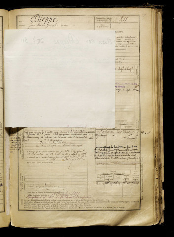 Dieppe, Jean Marie Joseph, né le 21 mars 1884 à Péronne (Somme), classe 1904, matricule n° 811, Bureau de recrutement de Péronne