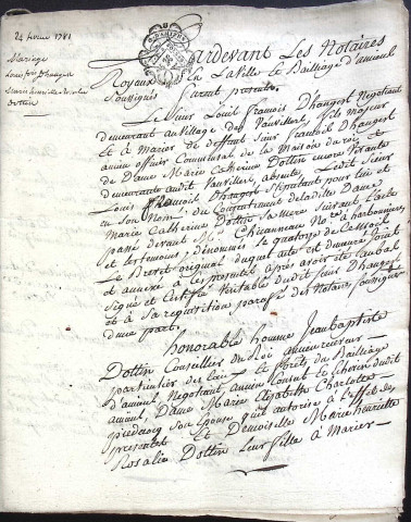 Etude de Me Louis François Janvier à Amiens (étude n°2). Minutes de l’année 1781