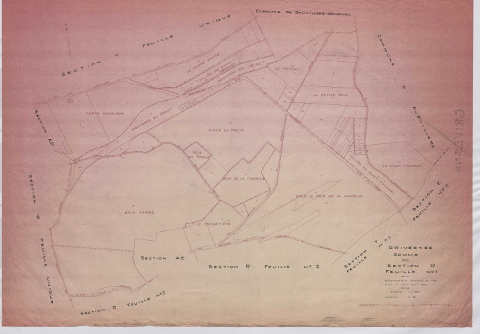Plan du cadastre rénové - Grivesnes : section R1