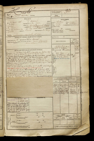 Harlé, Henri Ferdinand Alexandre, né le 20 janvier 1896 à Quesnel (Le) (Somme), classe 1916, matricule n° 93, Bureau de recrutement de Péronne