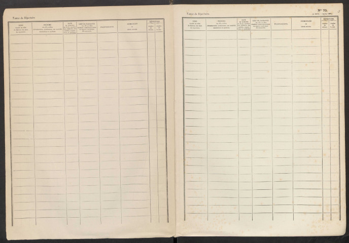 Table du répertoire des formalités, de Maillot à Marminia, registre n° 27 (Conservation des hypothèques de Montdidier)