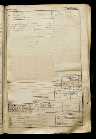 Caté, Emilien Joseph, né le 10 octobre 1897 à Arvillers (Somme), classe 1917, matricule n° 669, Bureau de recrutement d'Amiens