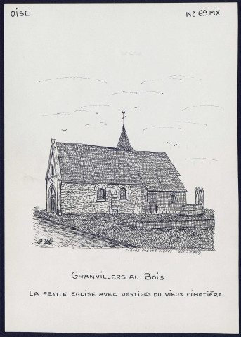 Granvillers-au-Bois : petite église avec vestiges du vieux cimetière - (Reproduction interdite sans autorisation - © Claude Piette)