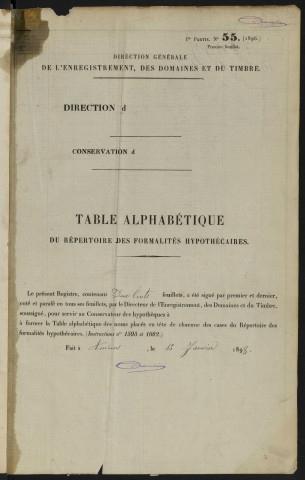 Table alphabétique du répertoire des formalités, de Boucart à Bouleau, registre n° 15 (Abbeville)