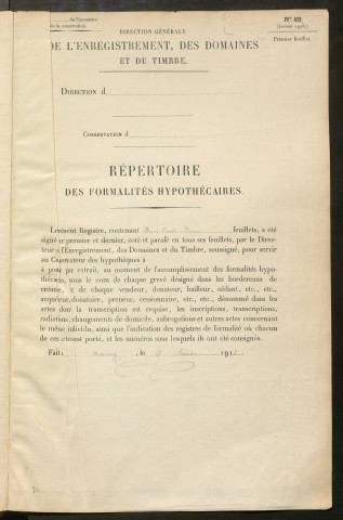 Répertoire des formalités hypothécaires, du 04/07/1922 au 28/06/1923, registre n° 373 (Péronne)