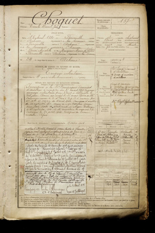 Choquet, Emile Raoul Julien, né le 15 avril 1880 à Forceville (Somme), classe 1900, matricule n° 157, Bureau de recrutement d'Abbeville