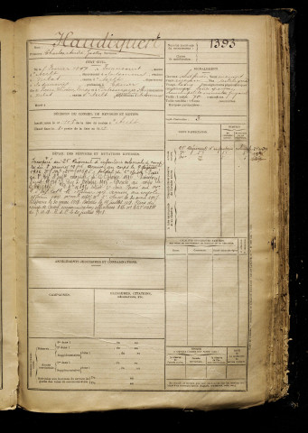 Haudiquert, Charles André Gaston, né le 08 février 1897 à Friaucourt (Somme), classe 1917, matricule n° 1393, Bureau de recrutement d'Abbeville