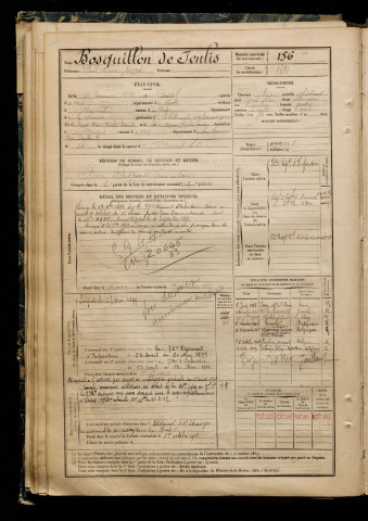 Bosquillon de Jenlis, Paul Marie Joseph, né le 18 janvier 1871 à Cassel (Nord), classe 1891, matricule n° 156, Bureau de recrutement d'Amiens