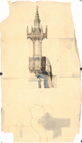 Projet de chaire pour une église : dessin de l'architecte Delefortrie