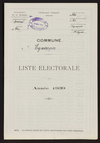 Liste électorale : Equennes-Eramecourt (Équennes)