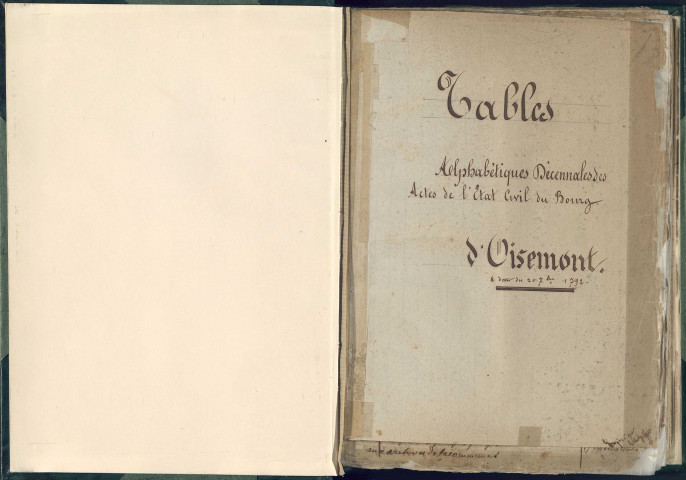 Oisemont : tables décennales des naissances, mariages et décès - 1792-1952