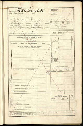 Marchandise, Paul Emile, né le 27 avril 1864 à Monchy-Lagache (Somme, France), classe 1884, matricule n° (Pas de numéro), Bureau de recrutement de Péronne