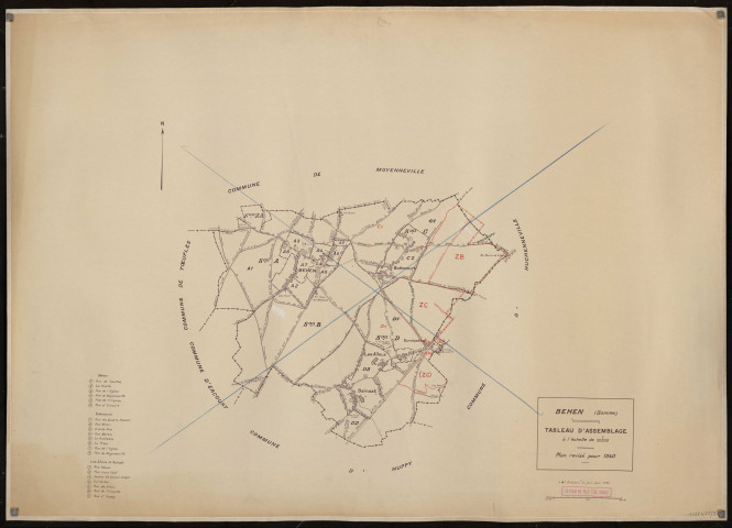 Plan du cadastre rénové - Behen : tableau d'assemblage (TA)