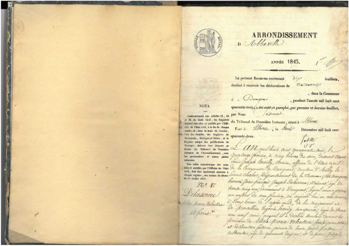 Domqueur : naissances (1843-1852)