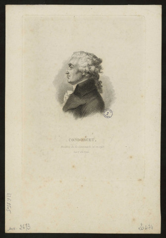 Condorcet. Membre de la convention, né en 1743 mort en 1794
