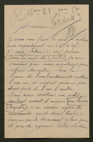 Témoignage de Batteux, Eugène et correspondance avec Jacques Péricard