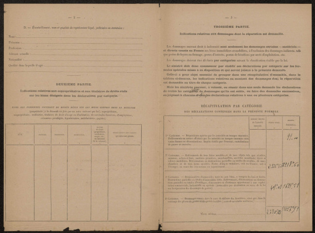 Cléry-sur-Somme. Demande d'indemnisation des dommages de guerre : dossier Letemple-Verdy