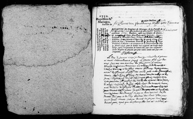 Amiens (Saint-Pierre) : baptêmes, mariages, sépultures