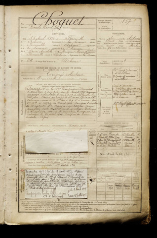 Choquet, Emile Raoul Julien, né le 15 avril 1880 à Forceville (Somme), classe 1900, matricule n° 157, Bureau de recrutement d'Abbeville